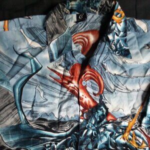 Vintage Y2K Claudio Nucci Anime Warrior Samurai Button Shirt